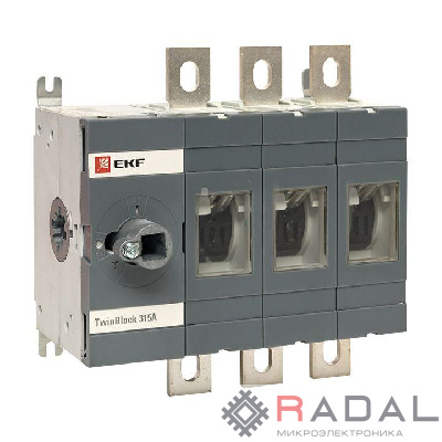 Рубильник 3п 315А без рукоятки управления TwinBlock PROxima EKF tb-s-315-3p