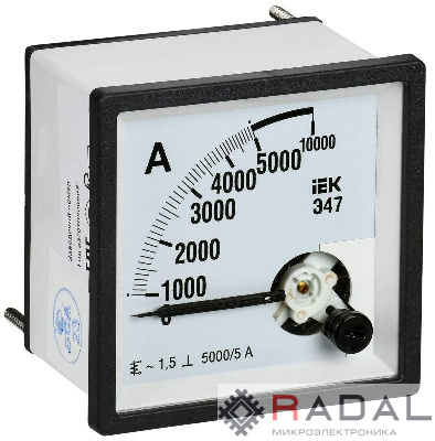 Амперметр Э47 5000/5А класс точн. 1.5 72х72мм IEK IPA10-6-5000-E