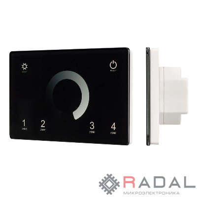 Панель Sens SMART-P79-DIM Black 230В 4 зоны 2.4G IP20 пластик Arlight 028399