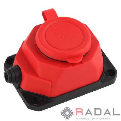 Колодка 1-м с заземл. 16А IP44 K-1e-RED-IP44 каучук красн. Эра Б0044550