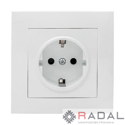 Розетка 1-м СП Валенсия 16А IP20 с заземл. защ. шторки бел. PROxima EKF EWR16-028-10