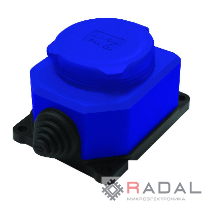 Розетка настенная 1-м 1ф "КОМПАКТ" с загл IP44 16А каучук синий UNIVersal 3047