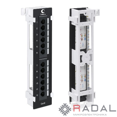 Патч-панель настенная 12 портов RJ45 кат.6 с подставкой Dual IDC Cabeus 7954c