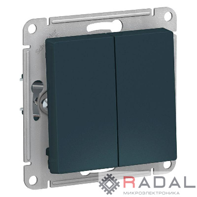 Механизм выключателя 2-кл. СП AtlasDesign 10А IP20 (сх. 5) 10AX изумруд SchE ATN000851