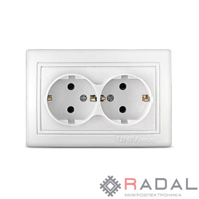 Розетка 2-м СП Севиль 16А IP20 с заземл. бел. UNIVersal С0128