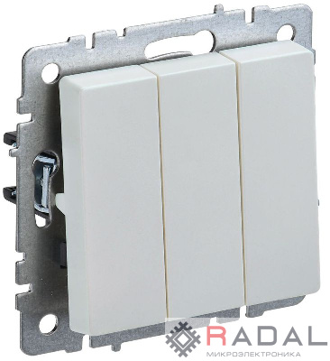 Выключатель 3-кл. СП BRITE ВС10-3-0-БрЖ 10А жемчуж. IEK BR-V30-0-10-K36