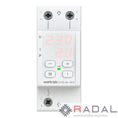 Реле напряжения с контролем тока VI-63 red Welrok 4660251140281
