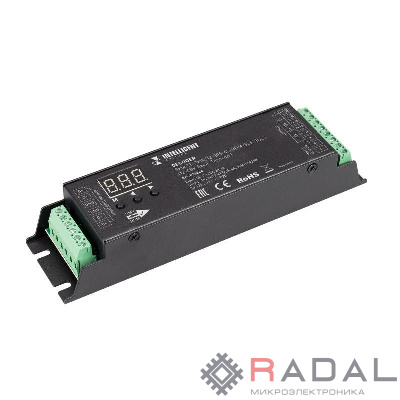 Декодер SMART-DMX512-305-63-RDM-SUF Black (12-48В 5х4А Terminal) IP20 металл INTELLIGENT ARLIGHT 036244