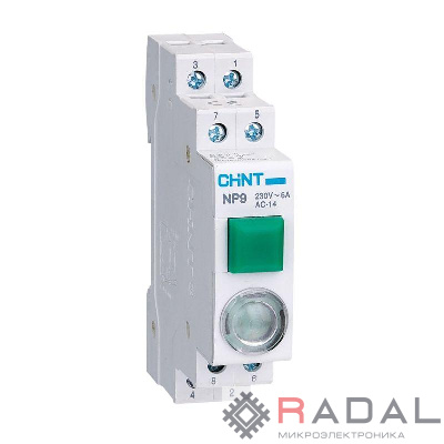 Кнопка модульная NP9-10D3/1 с подсветкой 1НО AC/DC 230В зел. (R) CHINT 584054