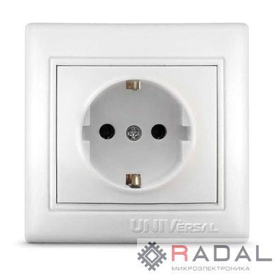 Розетка 1-м СП Севиль 16А IP20 с заземл. бел. UNIVersal С0028
