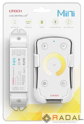 Контроллер CCT для LED ленты 12-24В IP20 135x30x20мм c пультом 2CH 72/144W (12В/24В) (LTECH) VARTON M2+M3-3A