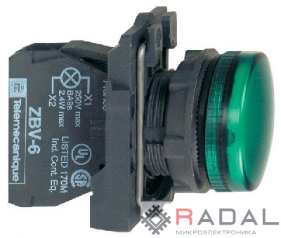 Лампа сигнальная 22мм 230-240В зел. SchE XB5AVM3
