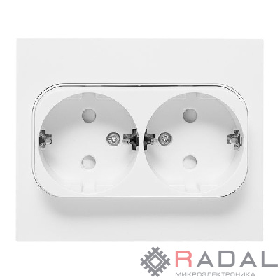 Розетка 2-м СП Стокгольм 16А IP20 с заземл. защ. шторки бел. PROxima EKF EXR16-128-10