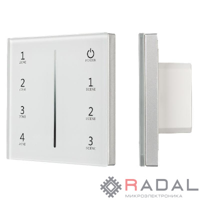 Панель Sens SMART-P29-DIM White (230В 4 зоны 2.4G) (IP20 пластик) Arlight 027103