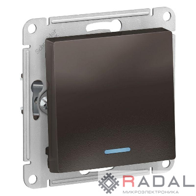 Механизм выключателя 1-кл. СП AtlasDesign 10А IP20 (сх. 1а) 10AX с подсветкой мокко SchE ATN000613