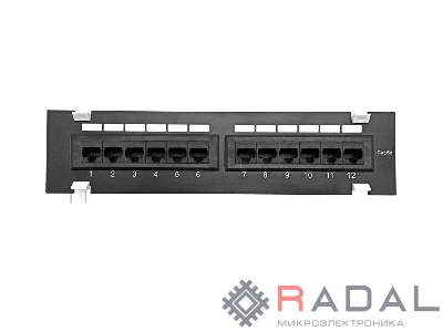 Патч-панель настенная 12 портов RJ45 UTP кат.5E TOKOV ELECTRIC TKE-WMPP-5E-1U-12P-UTP