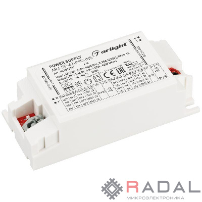 Блок питания ARJ-SP-42-PFC-INS (42Вт 25-40В 0.7-1.05А) IP20 пластик Arlight 023072(1)