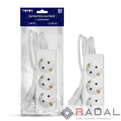 Удлинитель 3х2м с заземл. 16А 3х1 TOKOV ELECTRIC TKE-C01-BU3-2-1-Z
