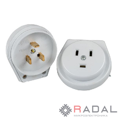 Разъем 1-м СП РШ-ВШ 32А IP20 250В 2P+PE пластик. бел. PROxima EKF AS-250-H-02