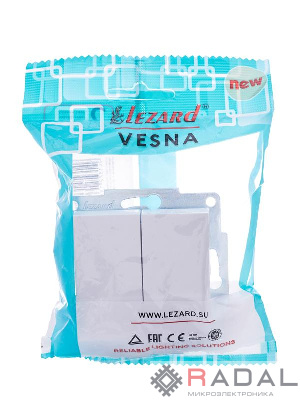 Механизм выключателя 2-кл. СП VESNA бел. LEZARD 742-0288-101