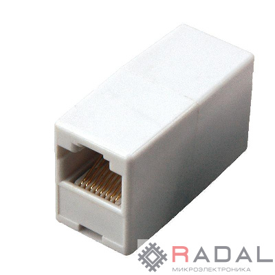 Проходник комп. гнездо-гнездо 8P-8C бел. Rexant 03-0101