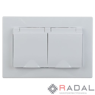 Розетка 2-м СП 16А 250В 2P+E Schuko IP20 с крышкой защ. шторки Plano бел. 1-210-01 Intro Б0053934
