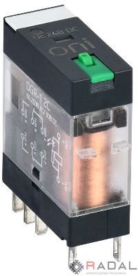 Реле общего назначения OGR-1 2C 24В DC с LED и тест. кнопкой ONI OGR-1-2C-DC24V-L-B
