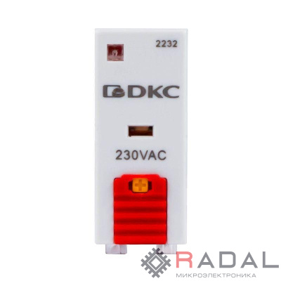 Реле одиночное 230В AC 1 перекидн. контакт тестовая кнопка DKC IR-230AC-1CO-D