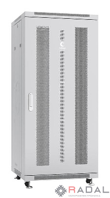 Шкаф монтажный телекоммуникационный напольн. ND-05C-27U60/60 19дюйм 27U 600х600х1388мм для распределит. и серверн. оборудования; передн. и задн. перфорир. двери ручка с замком RAL 7035 сер. Cabeus 7885c