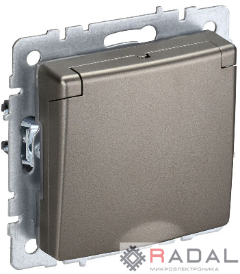 Розетка BRITE РСбш10-3-БрШ 16А IP20 с заземл. защ. шторки с крышкой шампань IEK BR-R16-16-K37