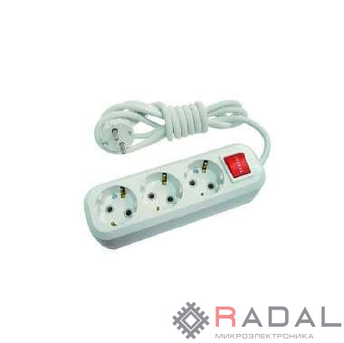 Удлинитель 3х2м с заземл. с выкл.16А IP20 Makel MGP212