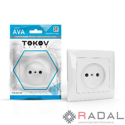 Розетка 1-м СП AVA 16А IP20 без заземл. без защ. шторок в сборе бел. TOKOV LIGHT TKL-AV-R1F-C01