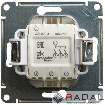 Механизм выключателя 3-кл. СП Glossa 10А IP20 (сх. 3) 10AX перламутр. SchE GSL000631