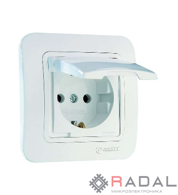 Розетка 1-м СП Lillium 16А IP20 без заземл. с крышкой бел./бел. Makel 70029