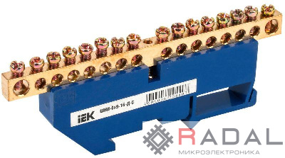 Шина нулевая на DIN-изоляторе ШНИ-6х9-16-Д-С IEK YNN10-69-16D-K07