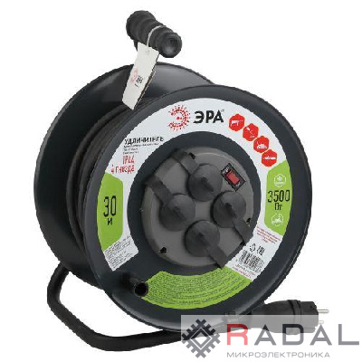 Удлинитель силовой RMx-4es-3x2.5-30m-IP44(KG) на метал. катушке с/з 4гнезда 30м КГ 3х2.5 Эра Б0043058