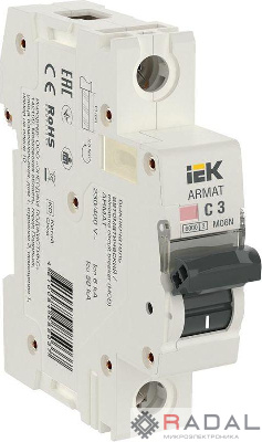 Выключатель автоматический 1п C 3А M06N ARMAT IEK AR-M06N-1-C003