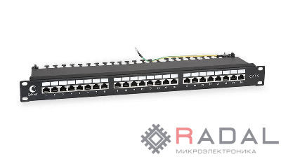 Патч-панель 19дюйм 1U 24 порта RJ45 кат.6 полностью экранир. с задн. кабельн. организатором Cabeus 7234c