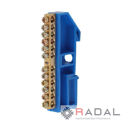 Шина N "ноль" на DIN-изол. ШНИ-6х9-12-Д NO-222-47 син. ЭРА Б0033428