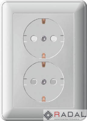 Розетка 2-м СП W59 защ. шторки с заземл. шампань SchE RS16-255-48 (РС16-255-48)