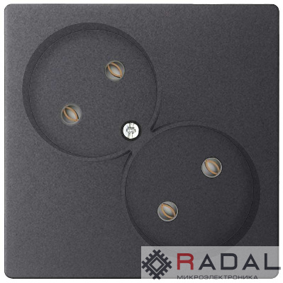 Розетка 2-м СП Simon24 16А IP20 2х2P без защ. шторок механизм графит Simon 2450457-038
