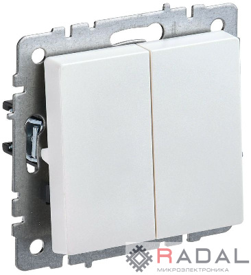 Выключатель 2-кл. СП BRITE ВС10-2-0-БрЖ 10А жемчуж. IEK BR-V20-0-10-K36