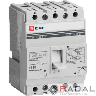 Выключатель автоматический 3п 160/160А 35кА ВА-99 PROxima EKF mccb99-160-160