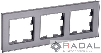 Рамка 3-м BRITE РУ-3-2-БрСе стекло сер. IEK BR-M32-G-K03