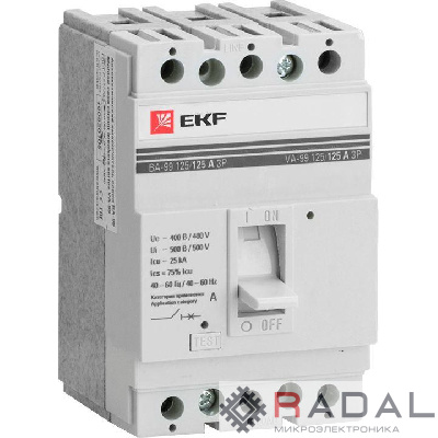 Выключатель автоматический 3п 125/80А 25кА ВА-99 PROxima EKF mccb99-125-80