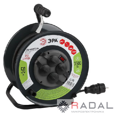 Удлинитель силовой RMx-4es-3x1.5-50m-IP44(KG) на метал. катушке с/з 4гнезда 50м КГ 3х1.5 Эра Б0046804