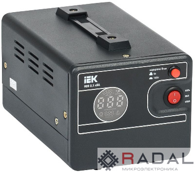 Стабилизатор напряжения 1ф 0.5кВА HUB переносной IEK IVS21-1-D05-13