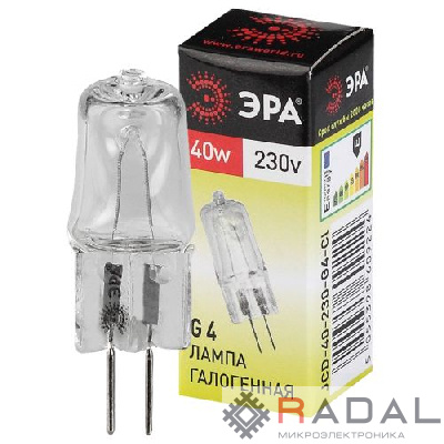 Лампа галогенная G4-JCD-40W-230V-Cl 40Вт G4 230В Эра C0039280