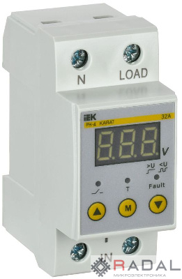 Реле напряжения РН-д 1ф 36мм 32А IEK IVR21-1-32