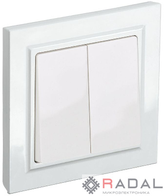 Выключатель 2-кл. СП BRITE ВСР10-2-0-БрБ 10А в сборе бел. IEK BR-V20-0-10-K01-F